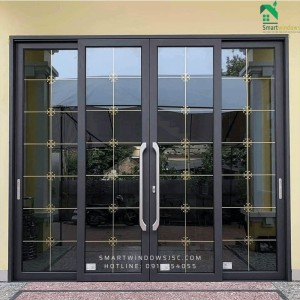 Cửa đi mở lùa nhôm Xingfa 2 cánh và 4 cánh sang trọng cho nhà phố biệt thự tại Ba Đình